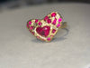 “Love you to Pieces” Ruby Heart, rubies baguettes, rounds and Diamonds 18 Ct Gold Ring