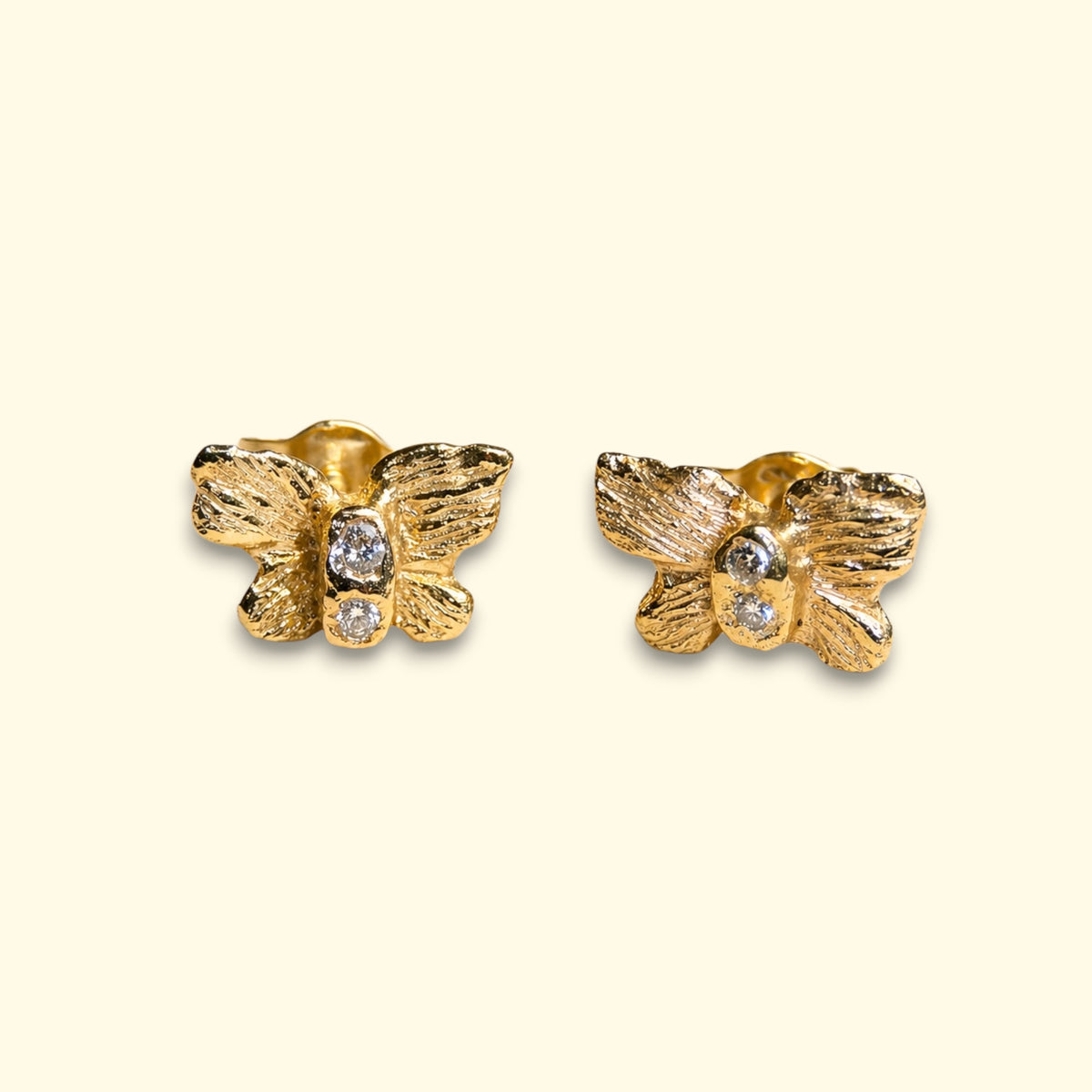 Baby Butterfly Diamonds Studs 18 Ct Yellow Gold (Pair)