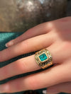 “Esmeralda” Colombian Emerald Cigar Ring Band GIA certified 1.48 Cts with Emeralds and Diamonds
