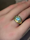 1 Cts Paraiba Eye Ring with Diamonds 18 Ct Gold