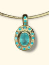 “Azul” Neon Blue Brazilian Paraiba Tourmalines and Mozambique Paraiba Oval Bezel Set Necklace