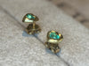 Bezel Set Wobbly Baby Mini Emerald Heart Studs 18 Ct Gold (Pair)