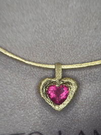 “Passion” 18 Ct Gold Rubellite Tourmaline Heart 3.3 cts Frosted Mat Finish