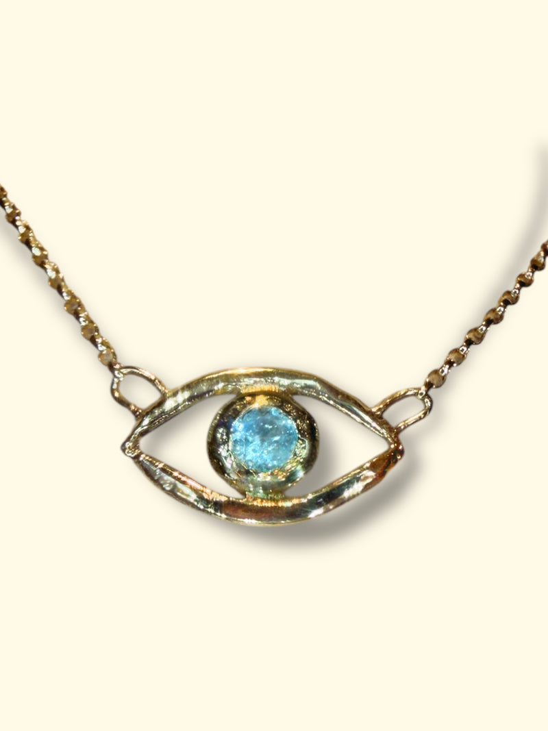 Paraiba Tourmaline Eye Necklace 18 Ct Yellow Gold