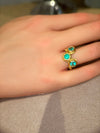 Three Colombian Emeralds Snake Ring 18 Ct Yellow Gold