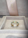 Brazilian Neon Blue Paraibas Tourmalines & Diamonds Ring Band 18 Ct Gold