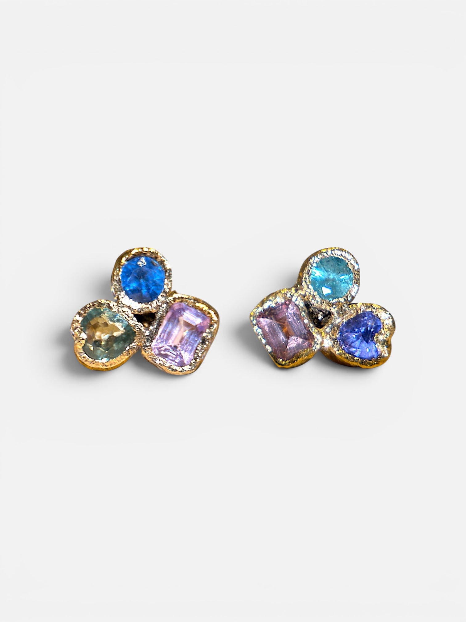 Abstract Puzzle  Mismatched Sapphire Earrings (Pair)