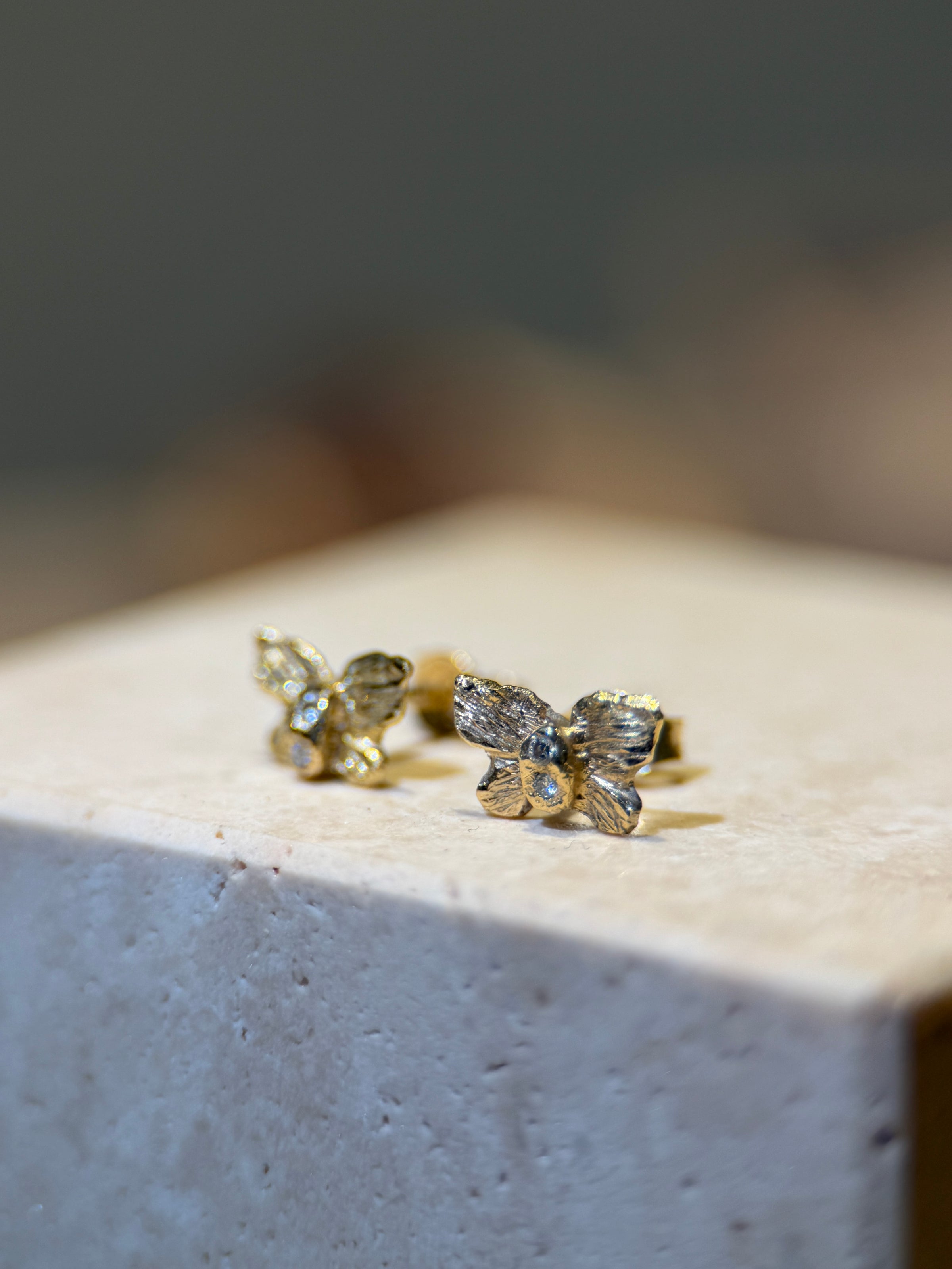 Baby Butterfly Diamonds Studs 18 Ct Yellow Gold (Pair) (Available at Stardust 101 Walton Street, London)