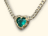 18 Ct Gold Emerald heart and choker with diamonds on a cuban link chain