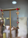 Cubism Mismatched Geometric Sapphires & Tourmaline Earrings 18 Ct Gold