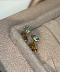 Neon Blue Brazilian Paraiba Tourmaline Mini Evil Eye Studs 18 Ct Gold