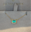 SOLD - One Of A Kind Stunning Vivacious Green Emerald Bezel Set Necklace Emerald Cut 18 Ct Gold