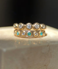 Brazilian Paraiba Tourmalines Neon Blue and Diamonds Band 18 Ct Gold