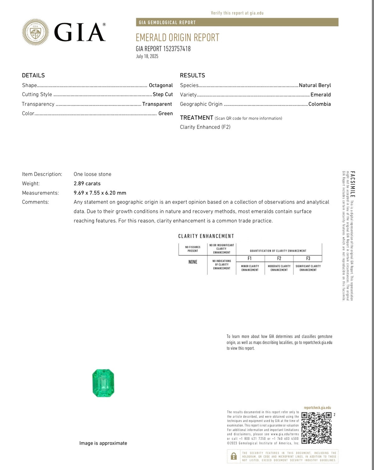 GIA Certified 2.9 Cts Colombian Emerald Half Bezel Set- Cuban Links Chain necklace & choker in 19 Ct Gold