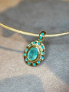 “Azul” Neon Blue Brazilian Paraiba Tourmalines and Mozambique Paraiba Oval Bezel Set Necklace