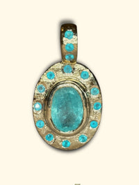 “Azul” Neon Blue Brazilian Paraiba Tourmalines and Mozambique Paraiba Oval Bezel Set Necklace