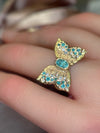 Paraibas Tourmalines and Diamonds “Ocean Butterfly” 18 Ct Gold Ring