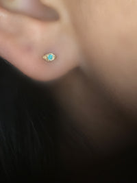 Neon Blue Brazilian Paraiba Tourmaline Mini Evil Eye Studs 18 Ct Gold