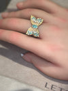 Paraibas Tourmalines and Diamonds “Ocean Butterfly” 18 Ct Gold Ring