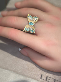 Paraibas Tourmalines and Diamonds “Ocean Butterfly” 18 Ct Gold Ring