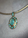 “Azul” Neon Blue Brazilian Paraiba Tourmalines and Mozambique Paraiba Oval Bezel Set Necklace