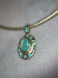 “Azul” Neon Blue Brazilian Paraiba Tourmalines and Mozambique Paraiba Oval Bezel Set Necklace