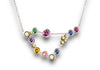Capricorn Constellation Necklace with diamonds and multicoloured sapphires 18K Gold