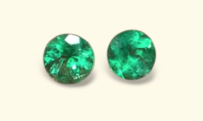 Loose Vibrant Green Natural Colombian Emerald Rounds for Earrings or Studs 6.5 mm (Pair)