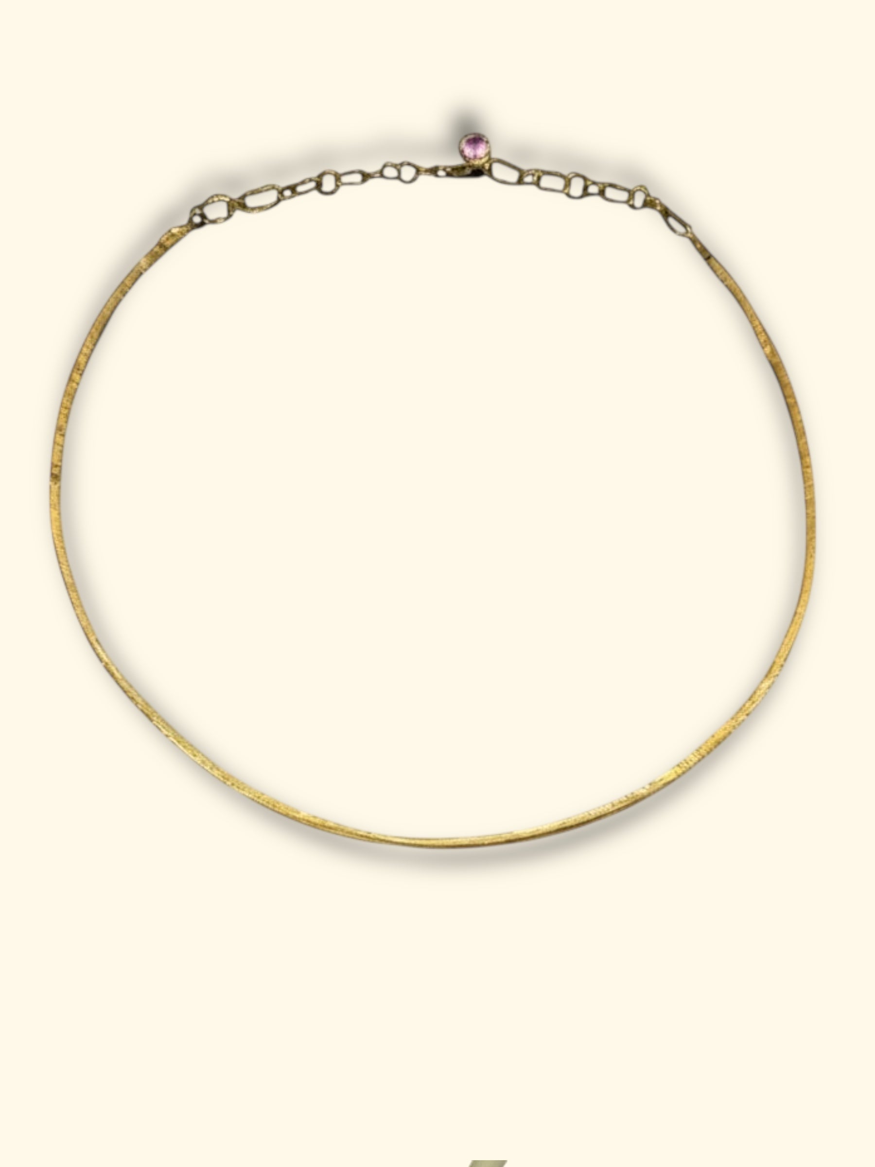 18Ct Gold Torque Wire Chain Pink Sapphire - (Solid) Adjustable Links - Made to order 4-8 weeks