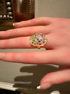 Sold Out - 18 Ct Gold Large Oval Geometric Abstract Art Cocktail Ring Sapphires & Diamonds