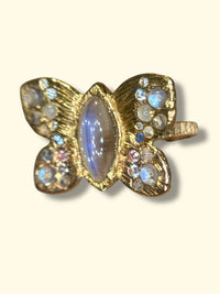 “Winterfly” 18 Ct Gold Moonstones & Diamonds Art Ring at Tomfoolery London