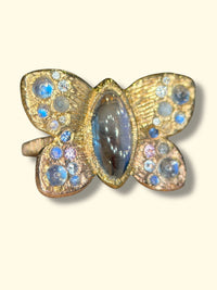 “Winterfly” 18 Ct Gold Moonstones & Diamonds Art Ring at Tomfoolery London