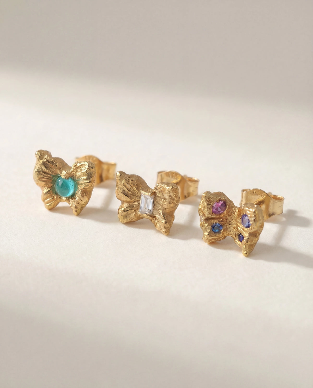 Baby Butterfly Studs Pastel Sapphires (Pair) (Available at Madlords, Paris)