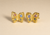 Baby Butterfly Studs Pastel Sapphires in 18 Ct Gold (Pair)