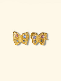 Baby Butterfly Studs Pastel Sapphires in 18 Ct Gold (Pair)