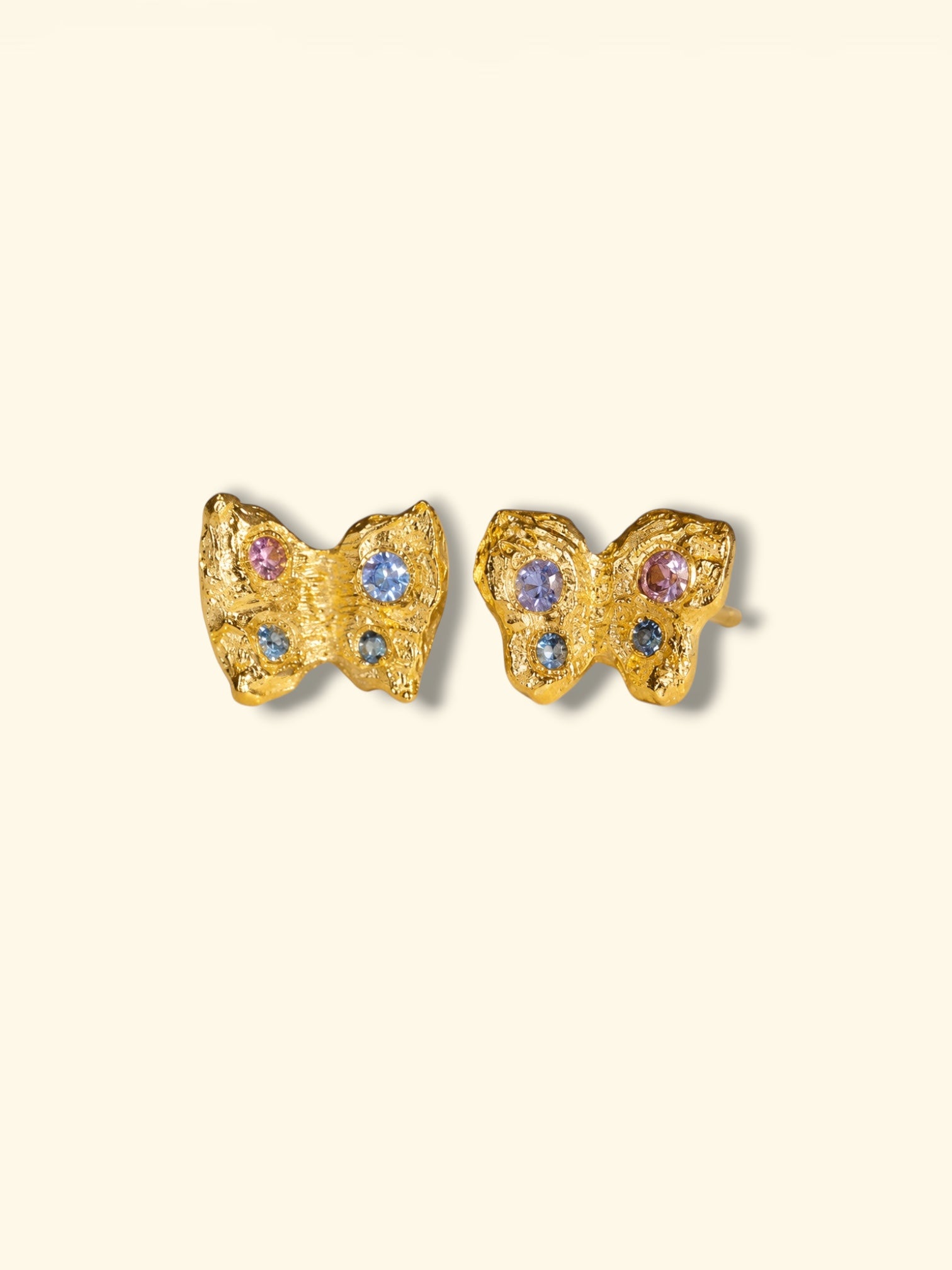 Baby Butterfly Studs Pastel Sapphires in 18 Ct Gold (Pair)
