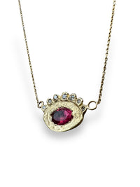 Hera’s Eye Rubellite with Diamonds Necklace in 18 K Gold