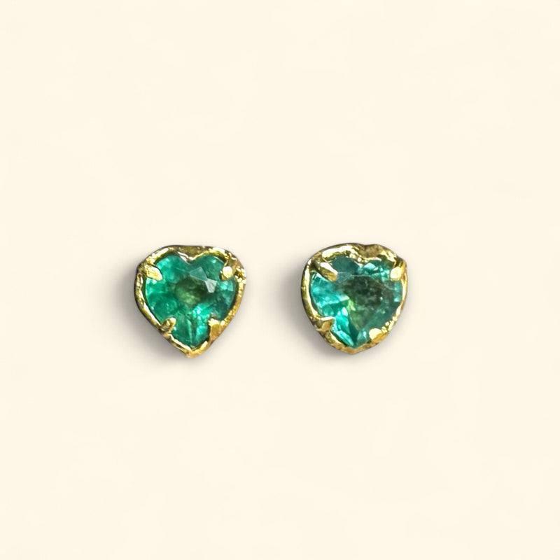 Emerald Heart Studs 18 Ct Gold (Pair)