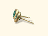 Large Natural Emerald Round Bezel Studs, Brushed 18 ct Yellow gold (Pair)