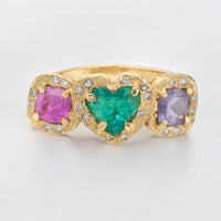 Trilogy Emerald Heart Art Ring with Sapphires and Diamonds (Exclusive to Tomfoolery)