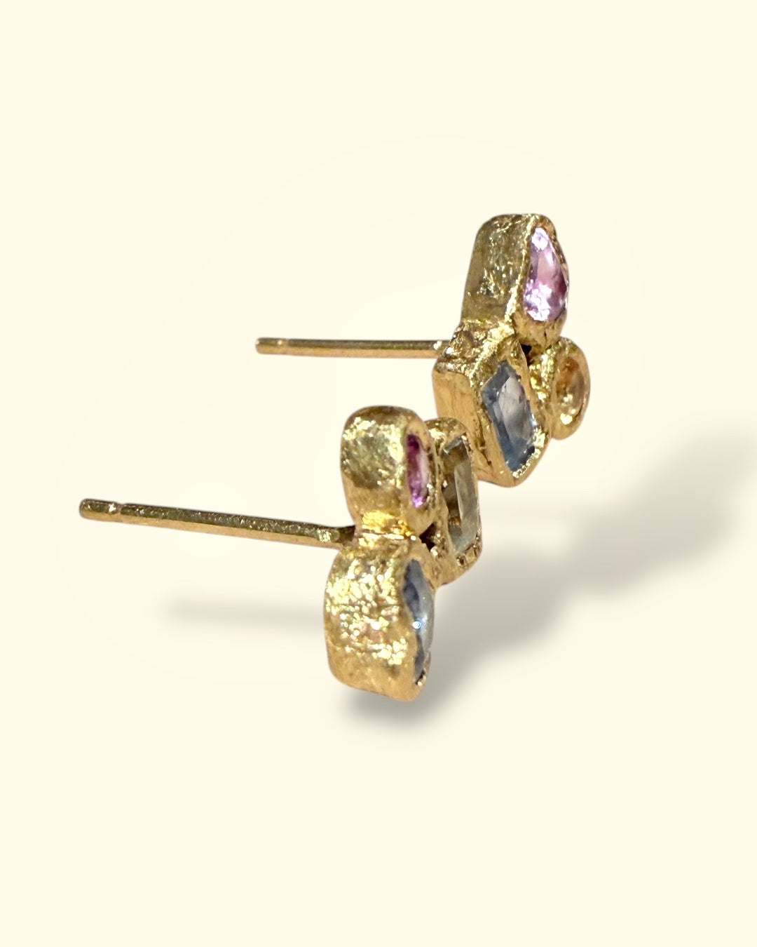 Puzzle - Abstract Art 18 Ct Gold Geometric Sapphire Love Studs