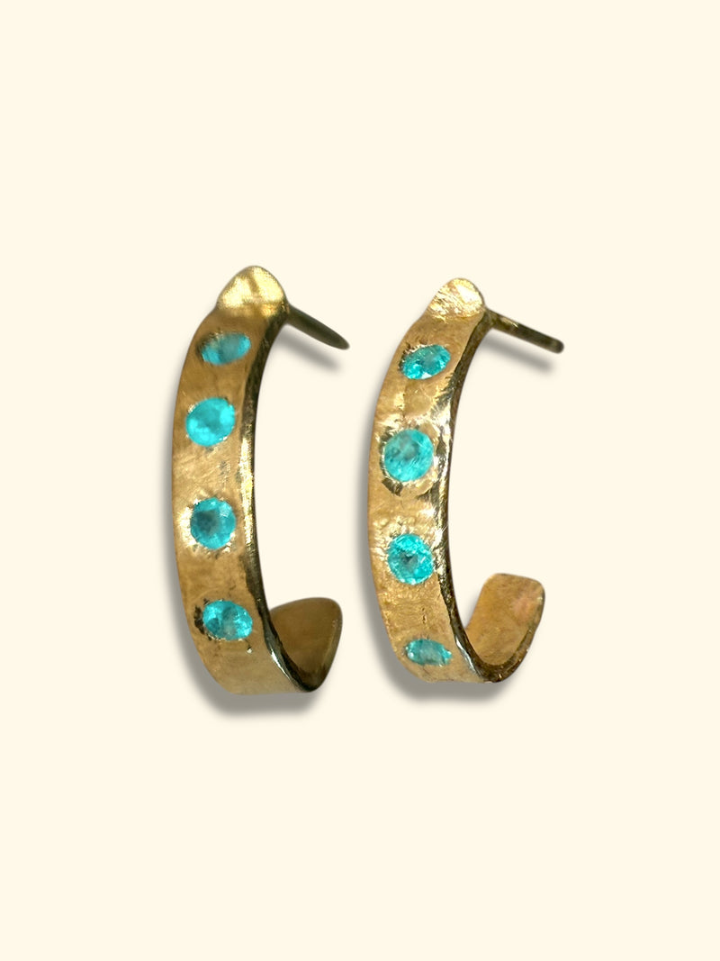 Neon Blue Brazilian Paraiba Tourmalines Hoop Earrings
