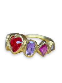 Sold Out - 18 Ct Gold Ruby Heart Ring with Sapphires