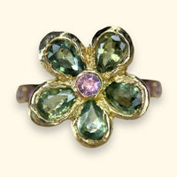 Blossom Sapphires Flower in 18ct Gold One of a kind (Exclusive to Tomfoolery London)