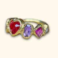 Sold Out - 18 Ct Gold Ruby Heart Ring with Sapphires