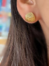 18K Yellow Gold Clam Sea Shell Earring Stud