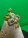 Siren 18K Gold Mermaid Ring with Emeralds, Sapphires, Aquamarine