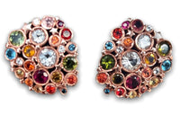 Cluster Constellation Sapphires and Semi Precious Stones Studs in 14K Gold