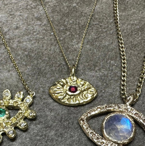 Evil Eye Ruby Necklace for Men in 18K Yellow Gold