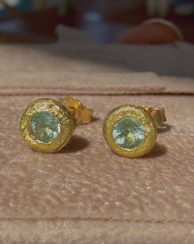 Paraiba Tourmaline Studs 18 Ct Yellow Gold